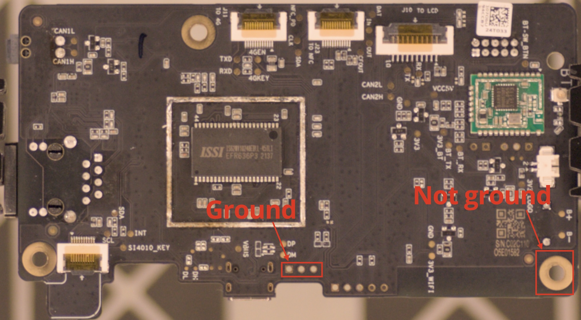 Ungrounded PCB holes.