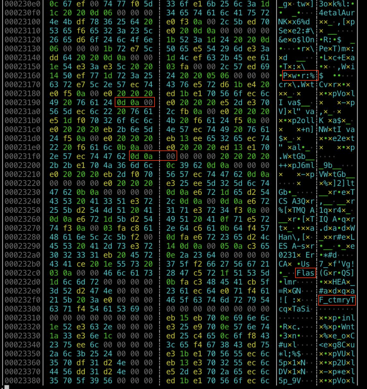 File after subtracting the value that is most common at that offset in a 256-byte block.